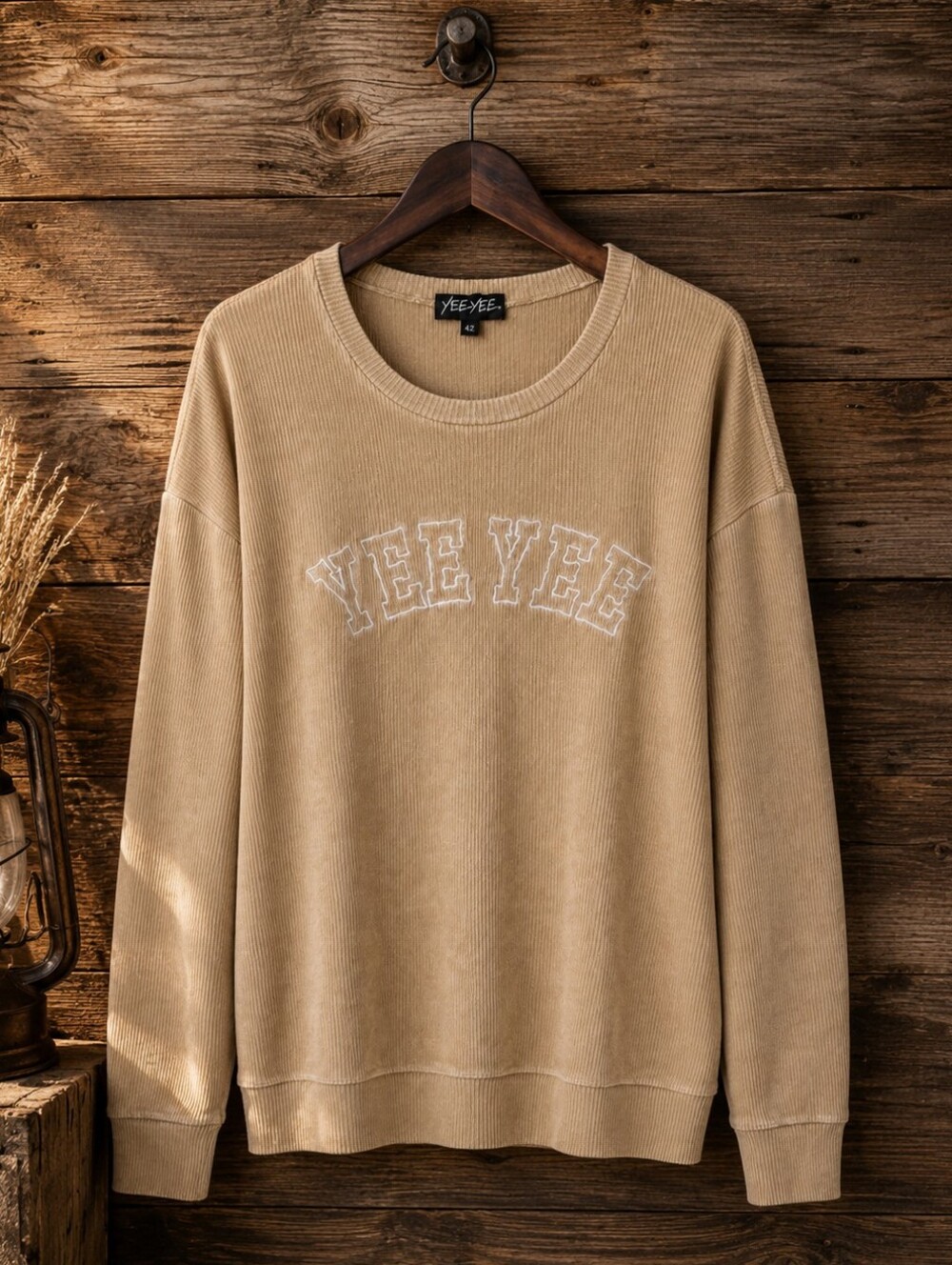 Yee Yee Women's XL Rib Knit Embroidered Logo Sweatshirt Western